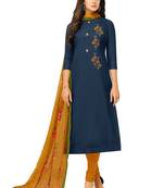 Blue embroidered chanderi salwar