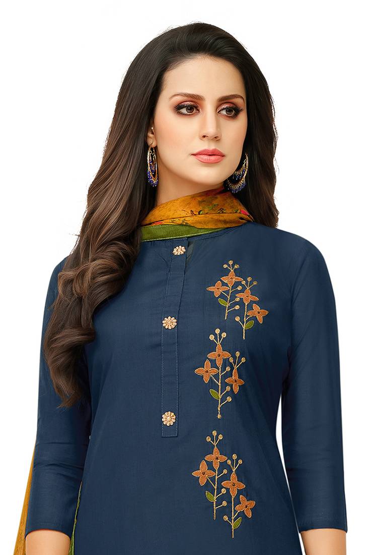 Blue embroidered chanderi salwar