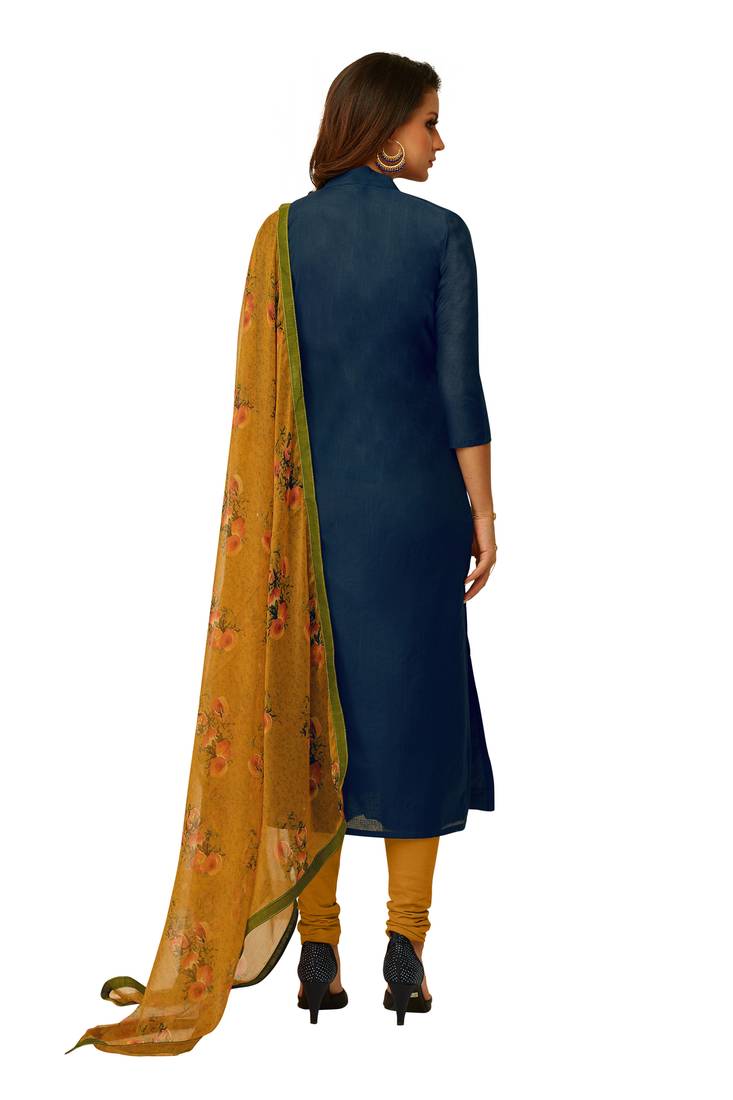 Blue embroidered chanderi salwar