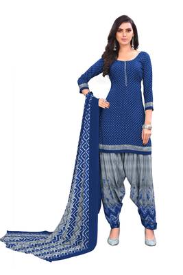 Blue printed crepe salwar 1