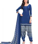 Blue printed crepe salwar
