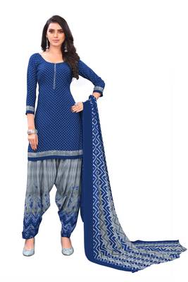 Blue printed crepe salwar 3