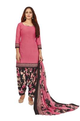 Pink printed crepe salwar 1