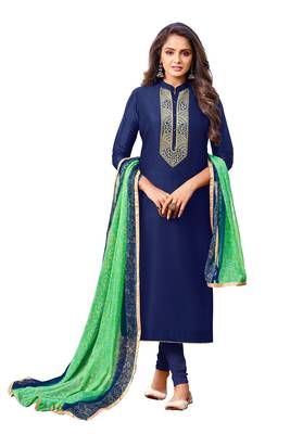 Blue embroidered chanderi salwar 1