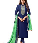 Blue embroidered chanderi salwar