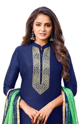 Blue embroidered chanderi salwar 3
