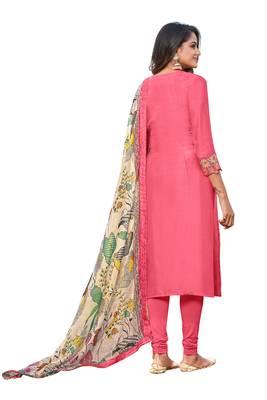 Pink embroidered chanderi salwar 2