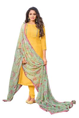 Yellow embroidered chanderi salwar 1