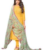 Yellow embroidered chanderi salwar