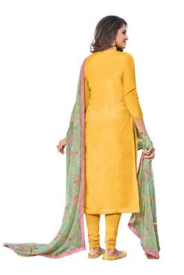 Yellow embroidered chanderi salwar 2