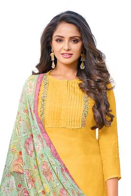 Yellow embroidered chanderi salwar 3