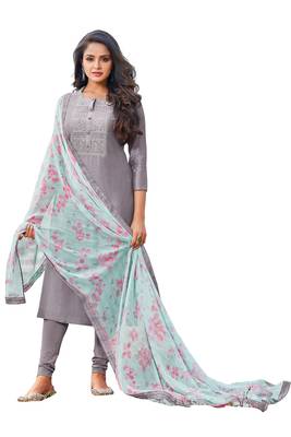Grey embroidered chanderi salwar 1