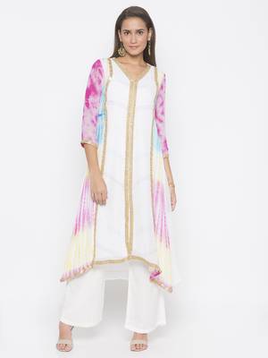 Off-white embroidered georgette kurta &-sets 1