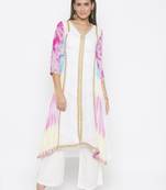 Off-white embroidered georgette kurta &-sets