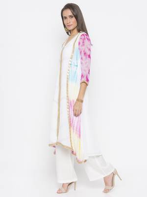 Off-white embroidered georgette kurta &-sets 3