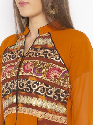 Mustard embroidered georgette kurta &-sets 5