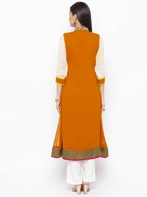 Off-white embroidered georgette kurta &-sets 4