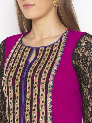 Purple embroidered georgette kurta &-sets 5