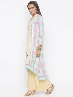 Cream embroidered cotton kurta-sets 3