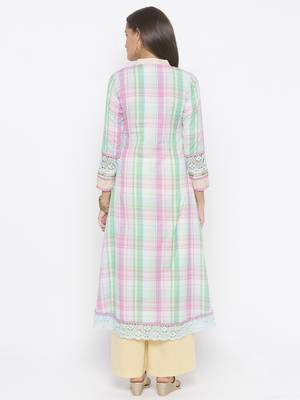 Cream embroidered cotton kurta-sets 4