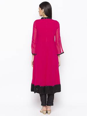 Magenta embroidered georgette kurta &-sets 4
