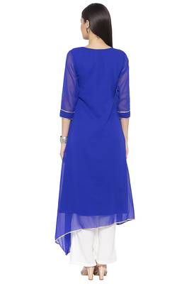 Blue embroidered georgette kurta &-sets 4
