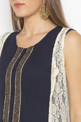Blue embroidered georgette kurta &-sets 5
