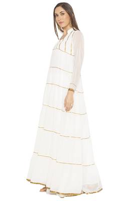White plain georgette kurta &-sets 3