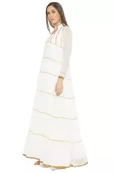 White plain georgette kurta &-sets