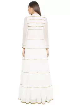 White plain georgette kurta &-sets