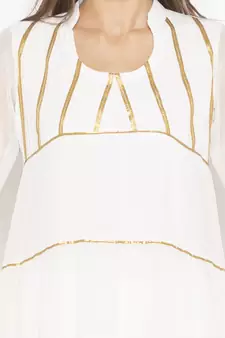 White plain georgette kurta &-sets