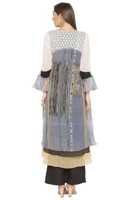 Grey printed georgette kurta &-sets 4