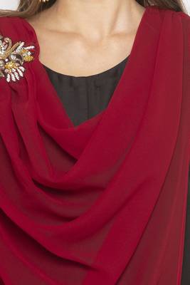 Maroon embroidered cotton kurta &-sets 5