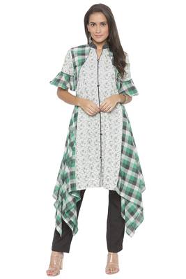 Off-white embroidered cotton kurta &-sets 2
