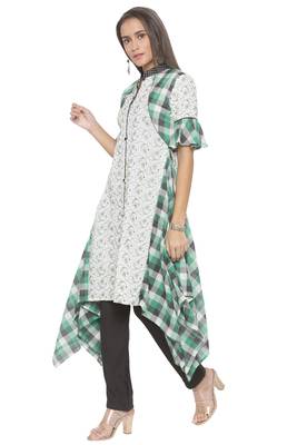Off-white embroidered cotton kurta &-sets 3