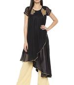 Black embroidered georgette kurta &-sets