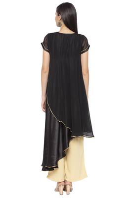 Black embroidered georgette kurta &-sets 4