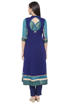 Blue embroidered georgette kurta &-sets 4