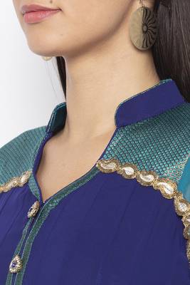 Blue embroidered georgette kurta &-sets 5