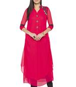 Pink embroidered georgette kurta &-sets