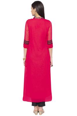 Pink embroidered georgette kurta &-sets 4