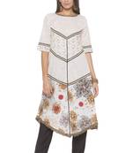 Off-white printed cotton kurta &-sets