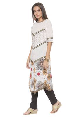 Off-white printed cotton kurta &-sets 3