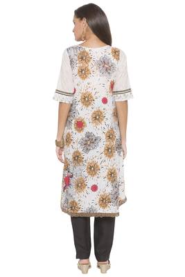 Off-white printed cotton kurta &-sets 4
