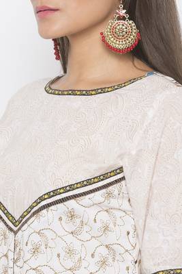 Off-white printed cotton kurta &-sets 5