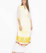 Off-white embroidered georgette kurta &-sets