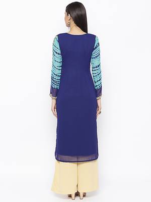 Blue embroidered georgette kurta &-sets 4
