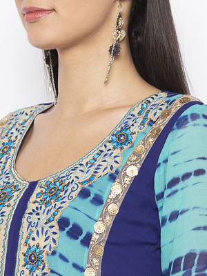 Blue embroidered georgette kurta &-sets 5