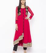 Coral embroidered georgette kurta &-sets