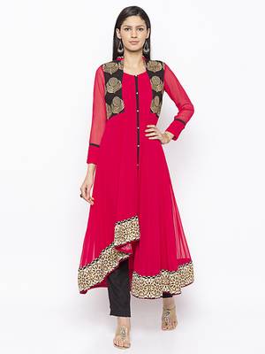 Coral embroidered georgette kurta &-sets 2